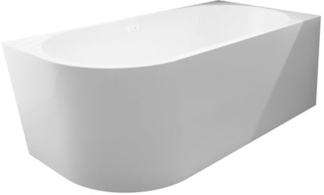 Balneo Vasca da Bagno Angolare Autoportante AVOLA - Acrilico con Struttura in Acciaio - 6 Piedini di Stabilizzazione - Troppopieno e Tappo a Scatto - diritto - Bianco - 170x80cm