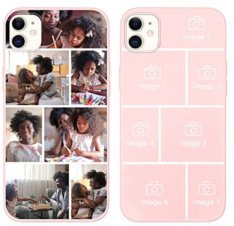 ZhuoFan Cover Personalizzata per iPhone 12 mini 5,4, Personalizzato Custodia con Foto Immagine Custom Case, Aesthetic Rosa Silicone Antiurto Personalizzabili Custodie