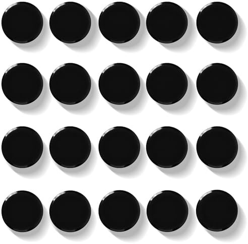 QOJOPU 20 Stück Starke Magnete Schwarz - Kleine Runde Kühlschrankmagnete, Dekorative Magnete für Magnettafel, Whiteboard - Mini Magneten Starker Halt für Küche, Magnetwand, Pinnwand, Büro, Schule