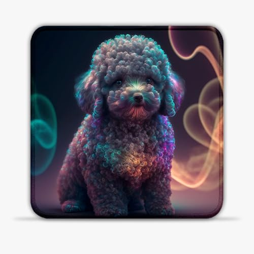LJSPTU Tappetino per Mouse Poodle (tappetino da gioco da 11,8 pollici SU in tessuto, tappetino per mouse con base in gomma antiscivolo, texture resistente all'usura, compatibile con mouse laser e