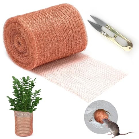 NVGVUP Kupfernetz Gegen Schnecken Mäuse, 12.7cm x 9m Kupferband | Schneckenzaun Kupfergeflecht Mesh Rolle zum Pflanzenschutz für Haus und Garten, Schneidbar