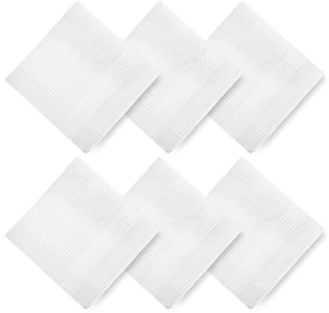 Teaaha 6 Stück Taschentücher Herren, Herrentaschentücher Baumwolle 40x40 Kochfest, Weiß Taschentücher Stoff, Traditionelle Männertaschentücher Handkerchief, Baumwolltaschentücher