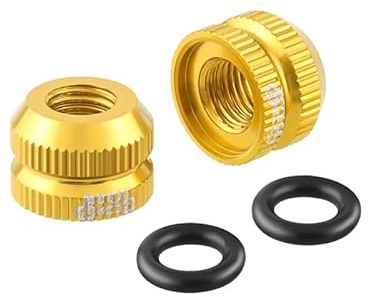 CENPEK 2er-Set Fahrradreifen-Ventilmuttern, Innenschlauch-Ventilmuttern Mit Abgedichteten O-Ringen Für Mountainbikes, Rennräder, Zubehör, Fahrradteile, Goldfarben