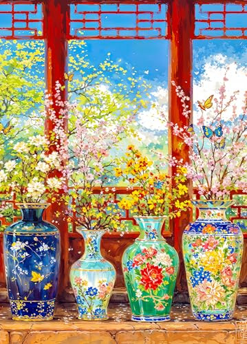 Floral Vases Jigsaw Puzzles for Adults 1000 Jigsaws Flowers Butterflies 1000 Piece Jigsaw Puzzles for Adults Age 14+