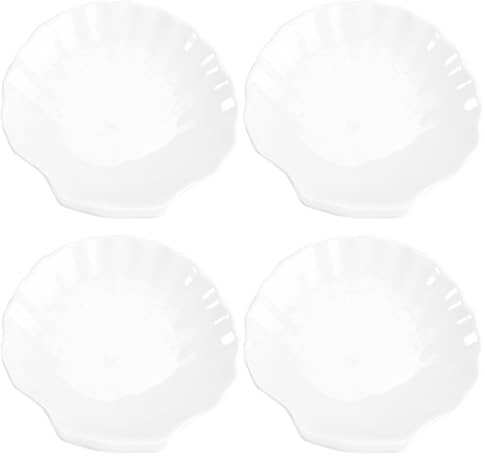 Balacoo 4 Platos de plástico con forma de concha, reutilizables para desayuno, platos para aperitivos, platos para condimentos en casa