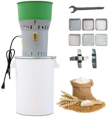 Grain Mill Grinder Agricultural Feed Grain Mill Grinder for Wheat Corn Soybean for Home Farm 6 Sizes Sieves (25L)