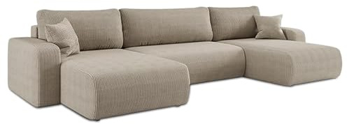 Best For Home |Sofa mit Schlaffunktion |Modernes Ecksofa L Form mit Bettkasten |Schlafcouch mit Wellenunterfederung, T30 Schaumstoff, 2 Kissen & ergonomischer Rückenlehne – ideal fürs Wohnzimmer