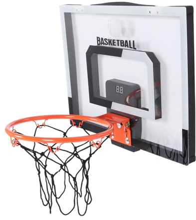 Hztyyier Faltbarer -Basketballkorb für den Innenbereich mit Elektronischer Anzeigetafel für Zuhause, Schule, Club, Transparente Rückwand Zur Wandmontage für den Türraum, Indoor-Basketballkorb für