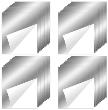 Anlising Espejos Autoadhesivos Pared, 40PCS Hojas de Espejo Flexible, 0.2MM Sin Vidrio Pegatinas de esspejo, Hojas de Espejo Flexibles Suaves, para Decoración del Hogar, Baño, Dormitorio (15 x 20CM)