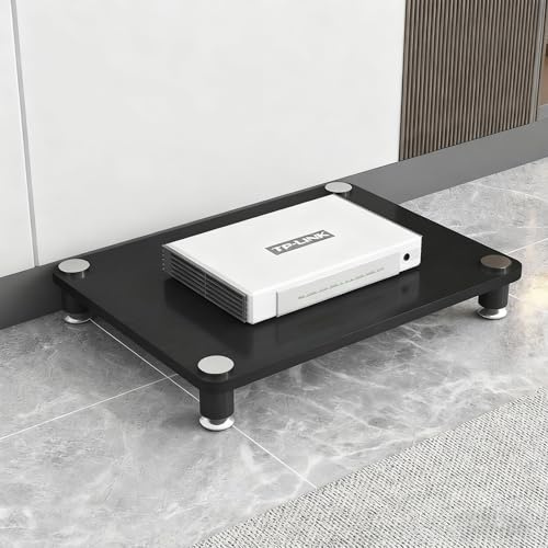 LIMENQIN Mobile Stereo HiFi, Rack Audio-Video a 1/2/3/4 Ripiani, Mobile Stereo Aperto, Supporto per Giradischi, Supporti Componenti AV, per Ufficio, Sala Cinema(Black,1 Tier 60x40x7cm)