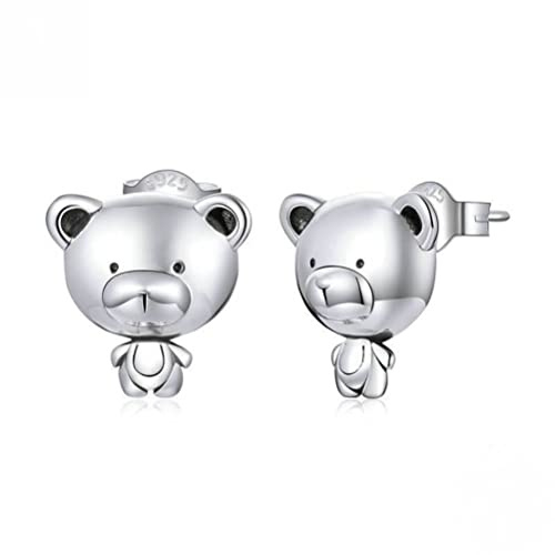 ZUOZUIYQ Boucles d'oreilles Petit Raton Laveur en Argent Sterling S925, Petit Ours, Bijoux Animaux, Boucles d'oreilles d'été pour Femme, Argent 925