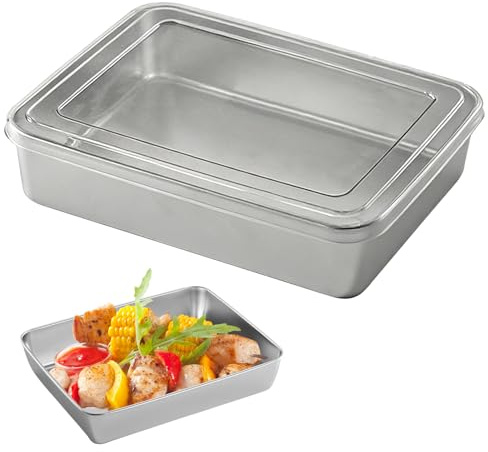 imposyu Molde Rectangular de Acero Inoxidable 28 x 22.5 x 6 cm Molde Rectangular Moldes para Hornear Pan de Acero Inoxidable para Tartas, Tostadas, Tiramisú, Apto para Lavavajillas y Horno