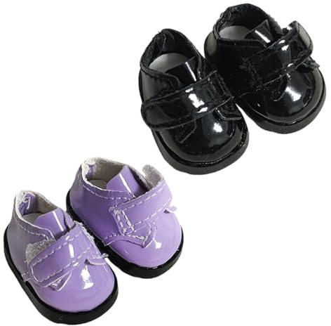 Asukohu 1. 2 Paar realistische Miniatur-Puppenschuhe, weiches PU-Schuh-Set für Puppen und Foto-Requisiten, PU-Leder-Puppenschuhe für Mädchen, Kinder, Pretend Play Schuhe
