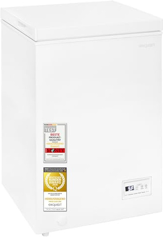Exquisit Gefriertruhe | 98 l Nutzinhalt, Energieeffizienzklasse E, 40 dB Betrieb | Schnellgefrieren, manuelles Abtauen, Temperaturregelung, digitale Temperaturanzeige Gefrierkorb | GT5101-E-040E weiss