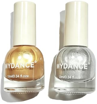 2 Pezzi Smalto Per Unghie Con Glitter Dorati Bianco Perla Glitterato Smalto Semipermanente Unghie Smalto Brillante Con Glitter Per Donna Per Nail Art Fai Da Te, Manicure A Casa, Vernice Colorata