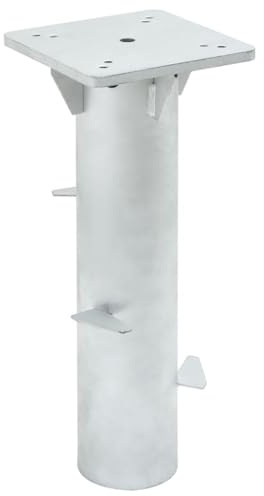 Kaloriko Base de Parasol enterré argenté en Acier dacromet, 16 x 16 x 39,5 cm, Filetage M8, Support Stable pour Parasol déporté, Jardin terrasse Balcon Patio extérieur