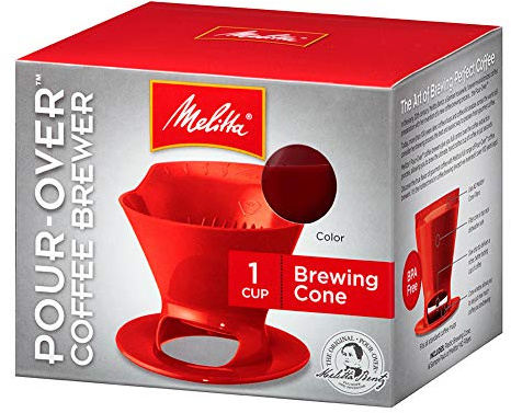 Sponsored Ad – Melitta 640820 Heritage Series 1-cup Red Plastic Pour-Over cone Coffee Maker, Red