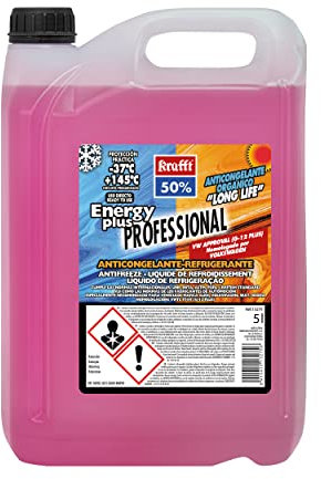 krafft Anticongelante Coche G12+ Orgánico de Uso Directo - Líquido Refrigerante Coche Energy Plus 50% - Protección del Circuito Presurizado entre -37°C / +145°C - 5L