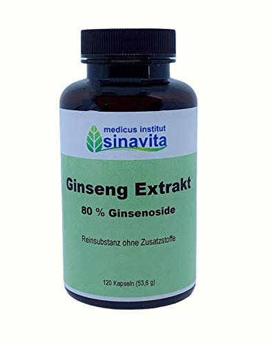 Ginseng Extrakt, 120 Kps., 350 mg., 80% Ginsenoside, Reinsubstanz ohne Zusatzstoffe, vegetarische Kapselhülle, deutsche Produktion