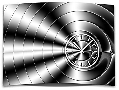 dixtime Wanduhr XXL 3D Optik abstrakt schwarz weiß 50x70 cm leises Uhrwerk GR-003