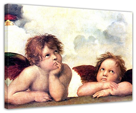 Bilderdepot24 Bild auf Leinwand | Raffael - Engel in 50x40 cm als Wandbild | Wand-deko Dekoration Wohnung alte Meister | NEU-180219-50x40-eds