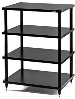 Solidsteel S2-4 Stereo Hi Fi Electronic Door, 4 Levels Audio Rack Cabinet in Wood (Made in Italy), Metal Frame for Hi-Fi Stereo System, Adjustable Stainless Steel Tips