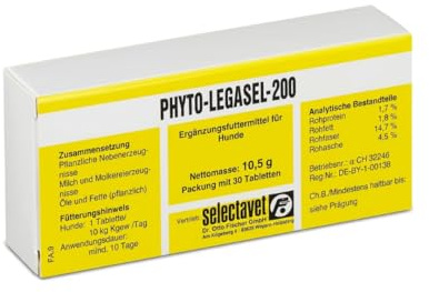 Selectavet Phyto-Legasel-200 | 30 Tabletten | Ergänzungsfuttermittel für Hunde und Katzen | Mit Mariendistel