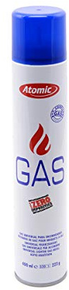 Recharge gaz 400ml pour briquet et chalumeau de cuisine.