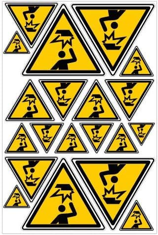Planche de Stickers Danger Attention à la Tête - Dimensions 210x300 mm - Protection Anti-UV