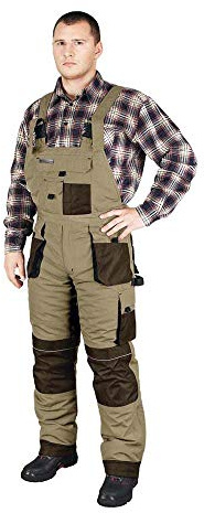 Leber&Hollman LH-FMNW-B_BE3XXXL Formen Gefütterte Schutzlatzhose, Beige-Braun-Schwarz, XXXL Größe