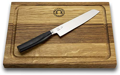 Kai Shun Tim Mälzer Geschenkset,scharfes KAMAGATA Allzweckmesser (TMK-0701), 15,5 cm + großes Schneidebrett, 30x22 cm