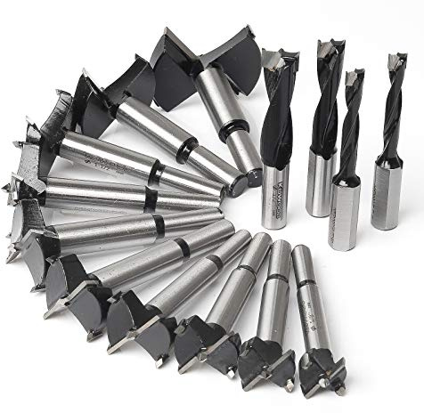 14 Piece Forstner Drill Bit for Woodworking, w/Carbide Tipped Forstner Bit for Hard Wood, Wood Drilling for Hard Wood, Plastic, Plywood