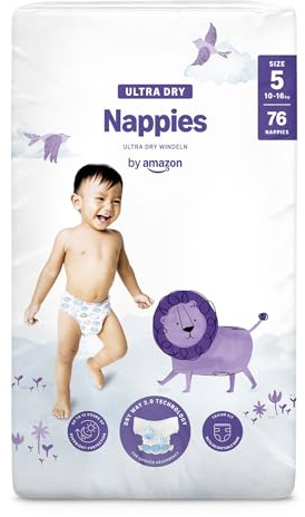 by Amazon - 76 Ultra Dry Nappies - Taglia 5 (10-16kg) (Stesso Prodotto Commercializzato in Precedenza con il Marchio Mama Bear)