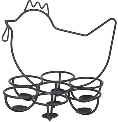 Organizer per Uova da Cucina in Metallo Nero, Design Gallina | Base Robusta, Funzione Display, Stile Creativo e Pratico, Adatto a Contenere e Ordinare le Uova