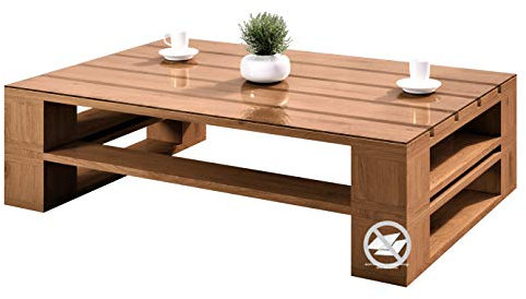sunnypillow palettenmöbel Europaletten Indoor und Outdoor - Lounge gartenmöbel Holz gartenmöbel Set Lounge möbel Terrasse Balkon loft Stil Paletten Palette (Eiche Couchtisch 100 x 60 cm Höhe : 40cm)