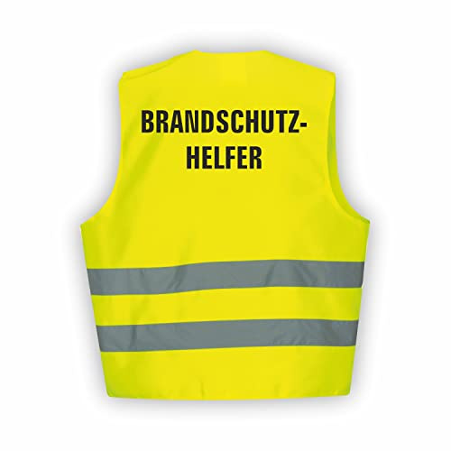 Fassbender-Druck WARNWESTEN - Sicherheitsweste GELB Warnweste nach EN ISO 20471 zertifiziert - Warn Weste für BRANDSCHUTZHELFER- Unisex mit hochwertigem Reflektorstreifen
