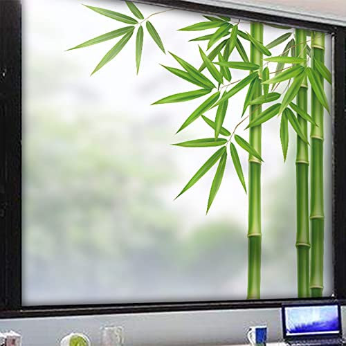 DIY Fensterfolie,Sonnenschutzfolie Fenster Innen,Fensterfolie Selbsthaftend Blickdicht Fototapete Dekoration Sichtschutzfolie Fenster Für Zuhause,Bad Oder Büro Bambus 50x200cm (W x H)