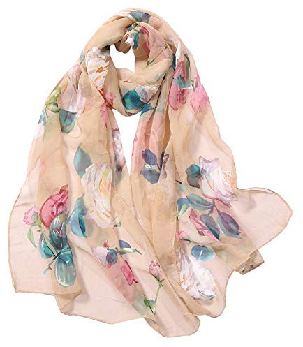 Frauen Seidenschal Elegante Leichte Lange Verlaufsfarben Seidenschal Anti Allergie Tuch Sonnenschutz (Beige)
