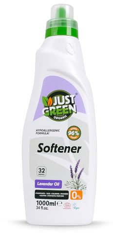 Just Green Organic Lavender Fabric Conditioner, Hypoallergenic Formula For Sensitive Skin, Vegan Fabric Conditioner Eco Household Supplies 1000ml Pack of 1