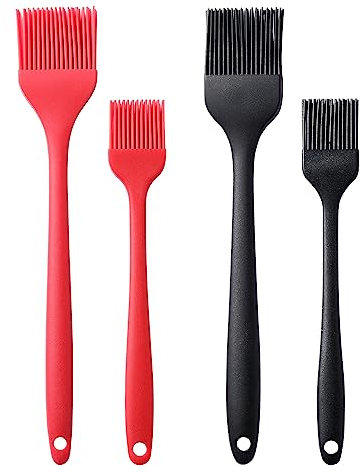 4 Pack Silicone Basting Pastry Brushes, Oil Brushes Heat Resistant Brush Set, Perfect for BBQ Sauce Barbecue Butter Grill Baking Kitchen Cooking, BPA Free & Dishwasher Safe