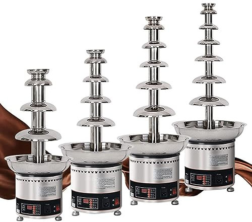 Fondue de fuente de chocolate eléctrico, 4/5/6/7 niveles Fuentes de chocolate comercial de acero inoxidable Máquina de cascada de fondue para cumpleaños y bodas para niños, golosinas, frutas,7Tier