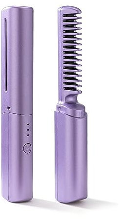 Mini lisseur de cheveux rechargeable, Fer à lisser sans fil, Lisseur Cheveux Avec Peigne Intégré, Lisseur de Voyage avec 3 Températures Ajustables, Portable Lisseur pour Coiffure Rapide (Violet)