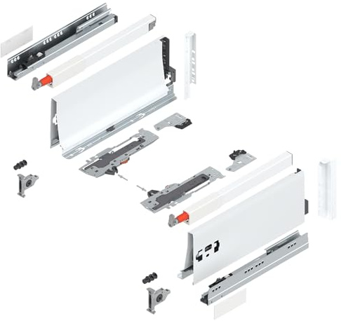 siwitec Blum TANDEMBOX antaro Frontauszug Reling D Vollauszug Seidenweiß | K-Zarge | Schubladenschiene 350 mm Nennlänge | Belastbarkeit bis 30 kg | TIP-ON | BLUMOTION Soft-Close | zum Anschrauben