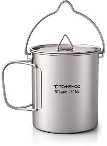 SIUKE Ultralight 750ml Titanium Pot Portable Titanium Water Mug Cup avec Couvercle et poignée Pliable Camping en Plein air Cuisson Pique-Nique