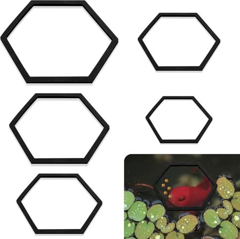 PEUTIER 5uds Corral Flotante para Plantas de Acuario, Anillos de Espuma para Alimentación de Peces Hexágono Anillo de Alimento para Peceras para Mantener Las Plantas Flotantes en su Lugar (Negro)