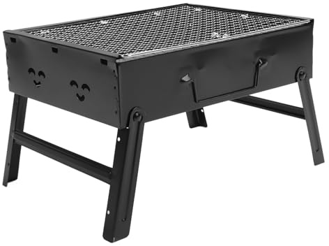 Portable Charcoal Grill, Iron Stainless Steel Folding Barbecue Grill BBQ Tool, Tabletop BBQ Grill for Outdoor Barbecues Camping Traveling Picnics Garden Beach Party
