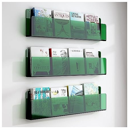 Acryl-Wandmontage,durchsichtiger Zeitschriftenhalter,Zeitungsständer,Broschürenständer für Wohnzimmer,Büro,Dekoration,Zuhause (Farbe: 3 Stück,Größe: 100 cm)