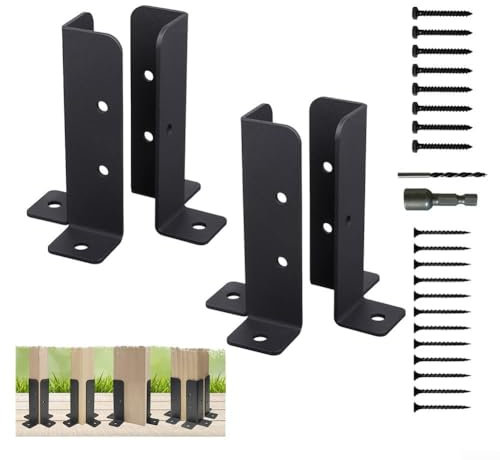 HEBEOT 4 Stück verstellbare Pfostenanker Basishalterungen Eisen Korrosionsbeständigkeit Zaunstütze für Pergola-Geländer schwarz 3,5 x 3 x 0,3 cm, AF1974P672054I4U4L06