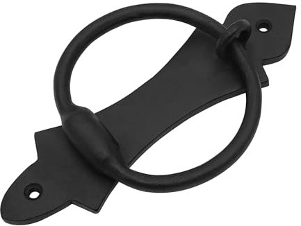 Lord of Battles Heurtoir de porte en fer forgé à la main - Anneau robuste - Parfait pour les portes d'abri de grange vintage en bois, les portails, les clôtures, les châteaux et la ferme - Revêtement