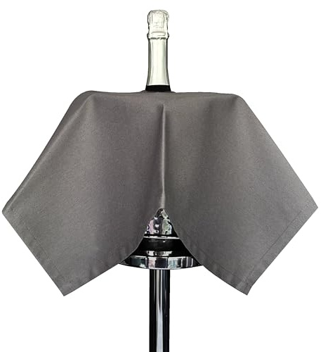 BOTTLECLOTHS - Original Collection, Bottle Cloth for Ice Buckets, Cotton, 54 cm, Center Hole, Stitched Circle (Platinum, Pack of 1)